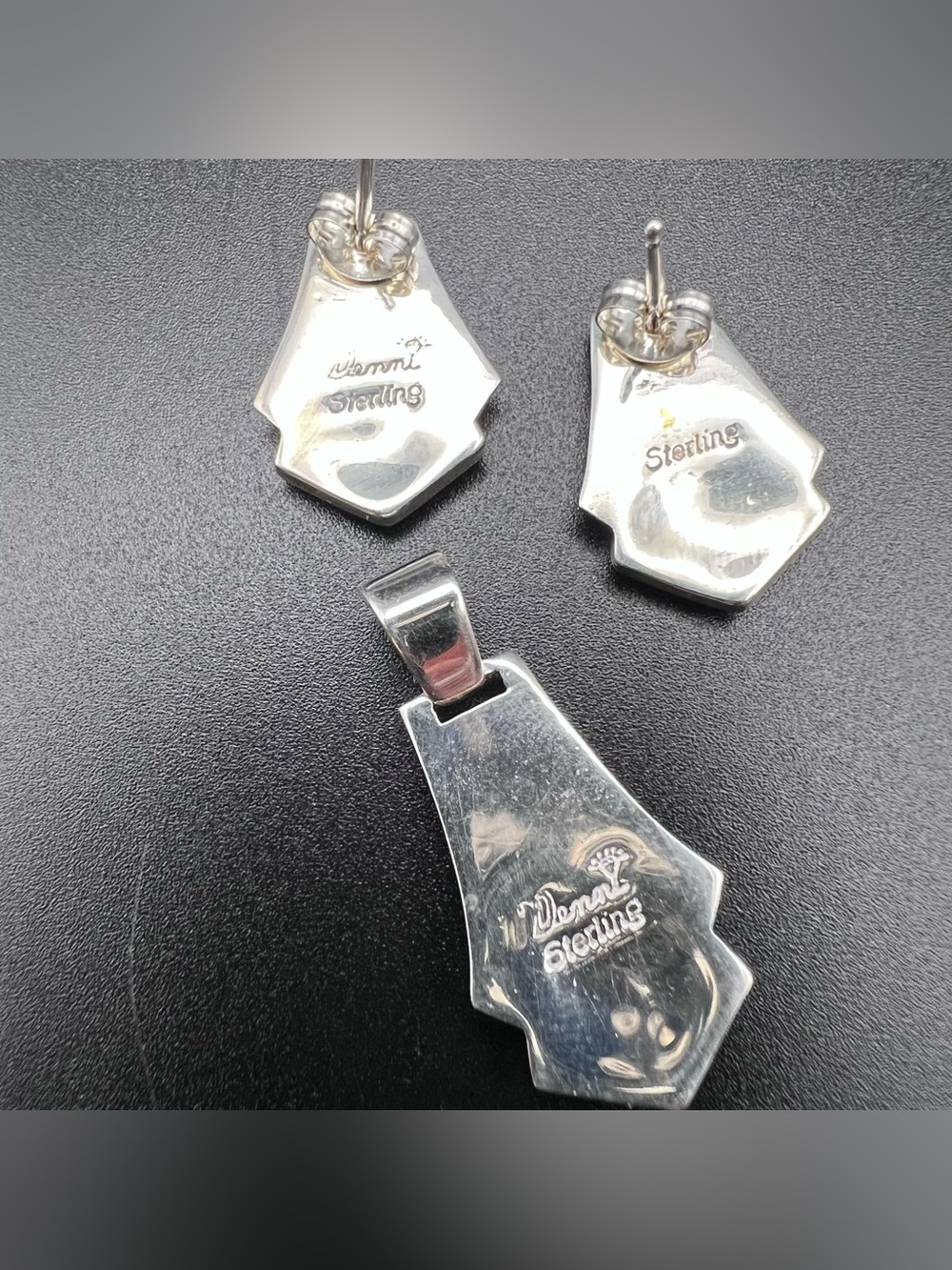 Turquoise Inlay Earrings & Pendant Set - Picture 3 of 8
